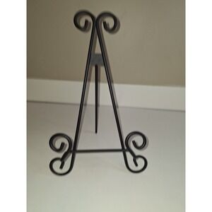 Wrought Iron Scroll Black Picture or Plate Tabletop Display Easel